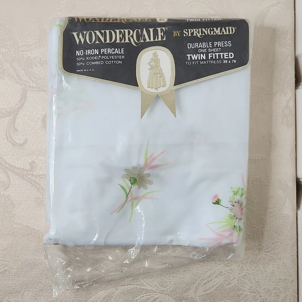 Vintage Wondercale by Springmade twin fitted sheet fresh daisies NWT